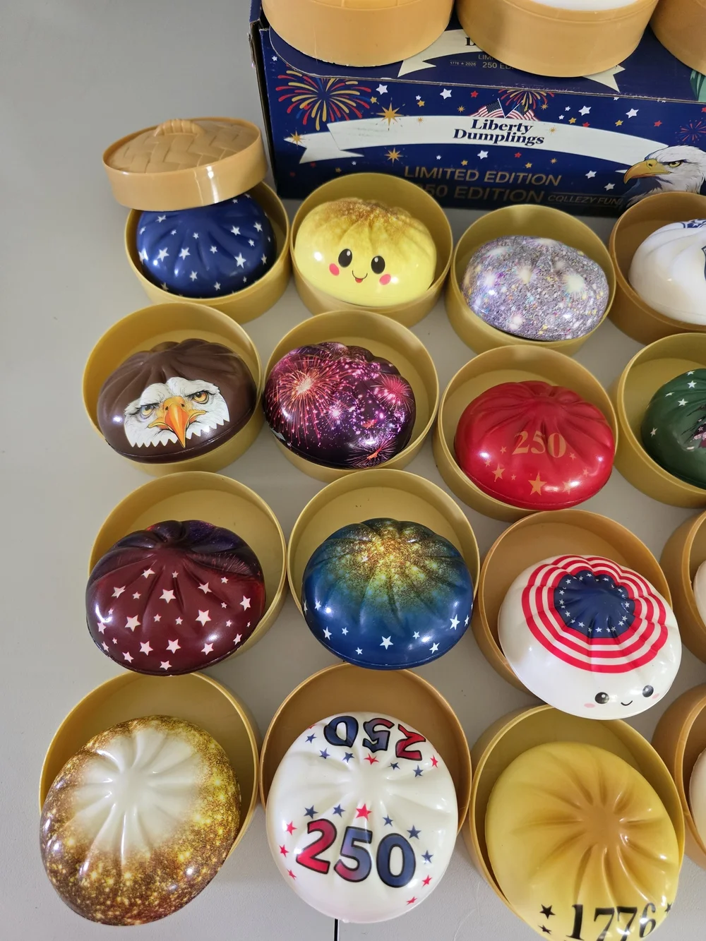 5 Random Liberty Dumplings Patriotic Squeeze Toys. July 4th Ready.